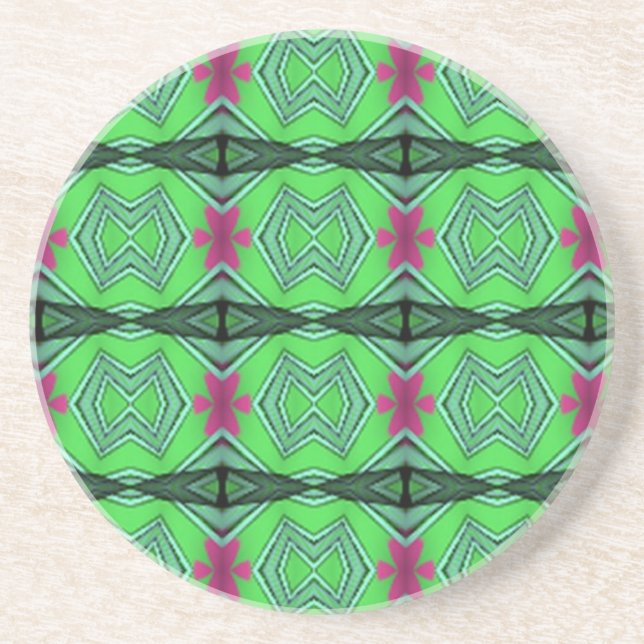Green modern art sandstone coaster (Front)