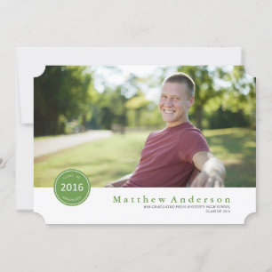 Green Modern Badge Graduation Invitation