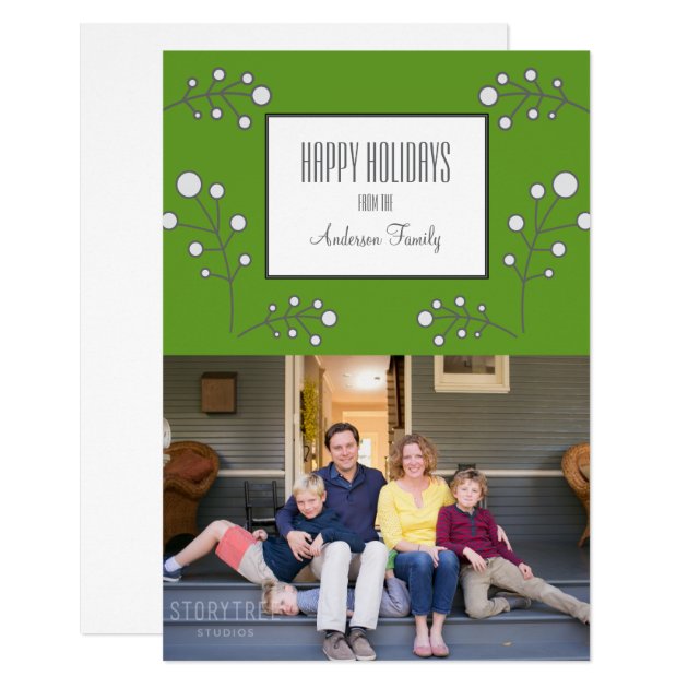 Green Modern Berry Holiday Photo Card