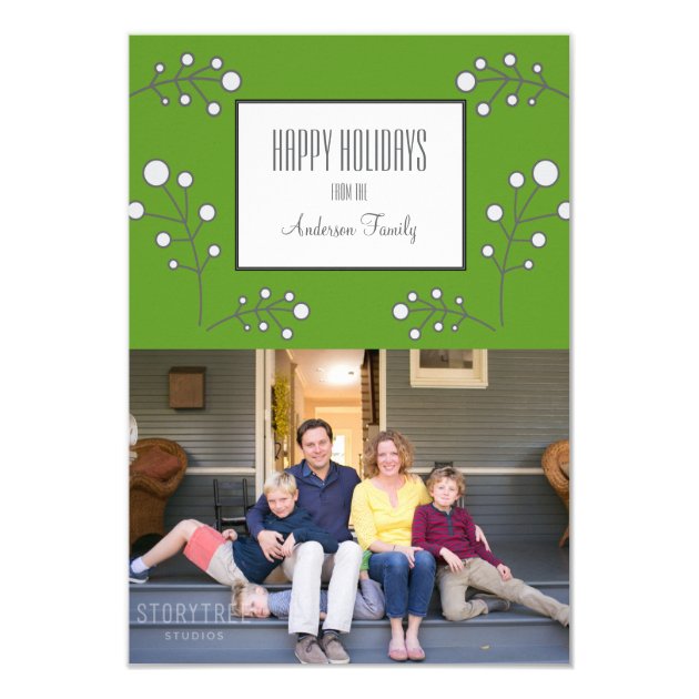 Green Modern Berry Holiday Photo Card