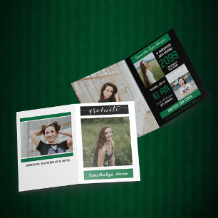 Green Modern Block 5-Photo Graduation Invitation