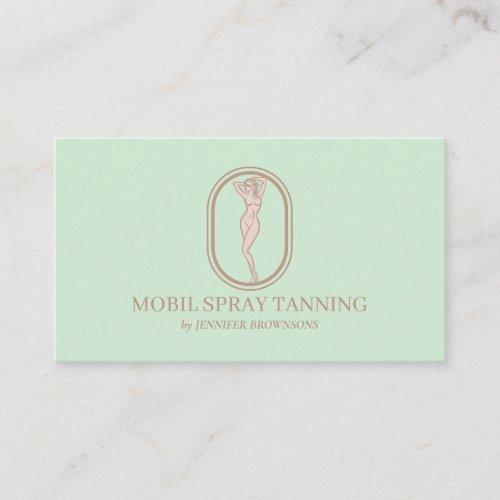 Green Modern Blush Spray Tan Body Skincare Business Card