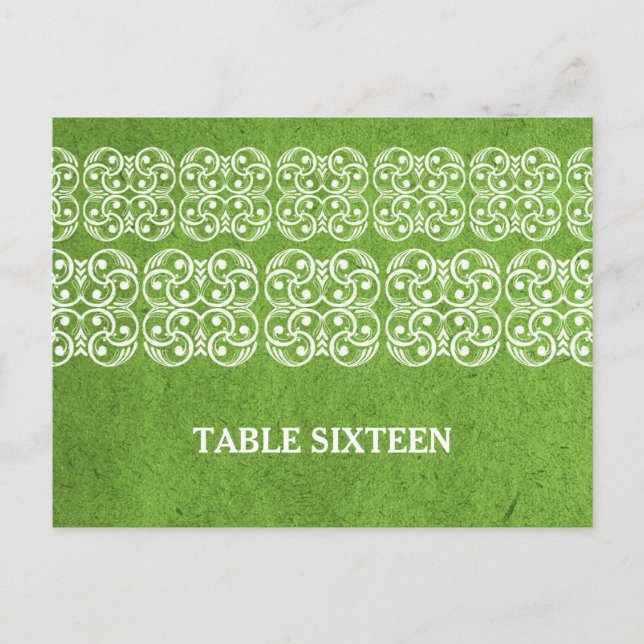 Green Modern Bohemian Table Number Postcard (Front)