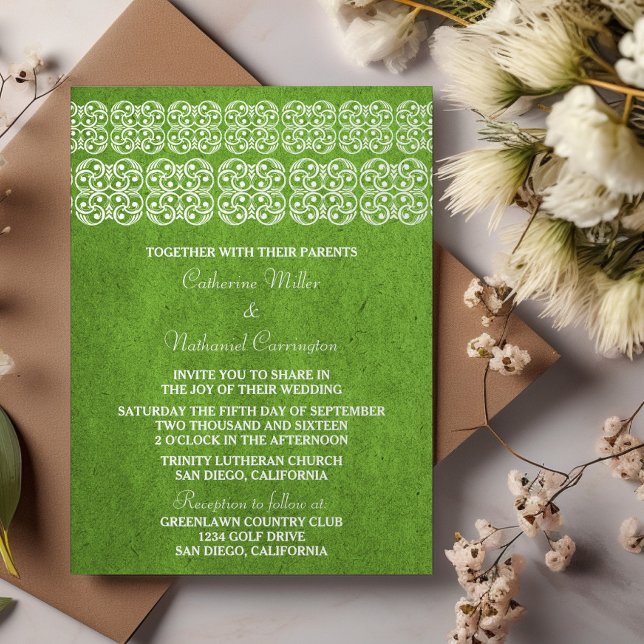 Green Modern Bohemian Wedding Invite (Green Modern Bohemian Wedding Invite)
