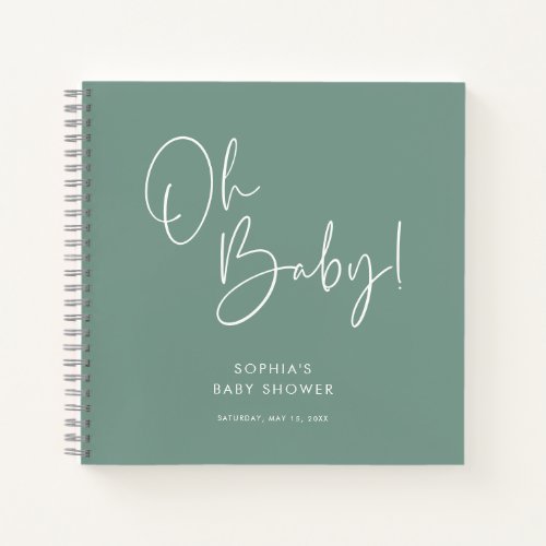 Green Modern Boho Gender Neutral Baby Shower Guest Notebook