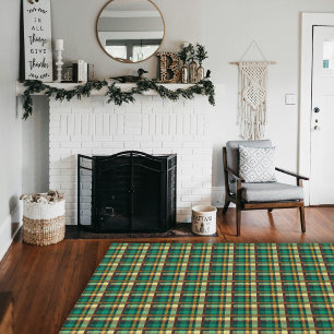 Green Modern Buffalo Plaid Farmhouse Area  Rug