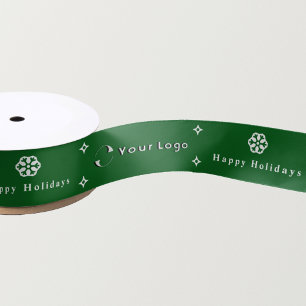Green Modern Christmas Business Logo Company Small Satin Ribbon