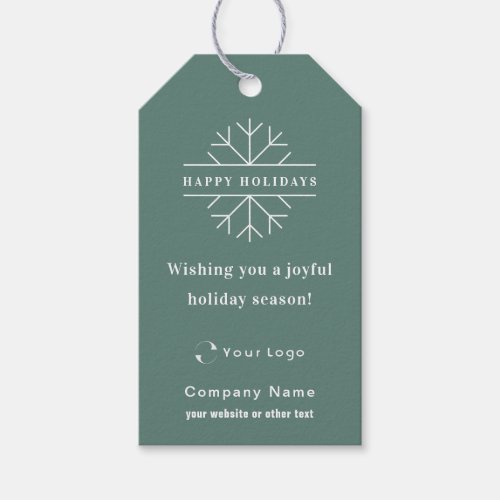  Green Modern Christmas Business Logo QR code Chic Gift Tags