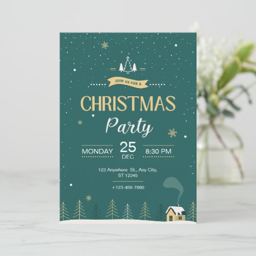 Green Modern Christmas Party  Invitation