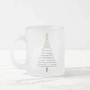 Green modern christmas tree  frosted glass coffee mug