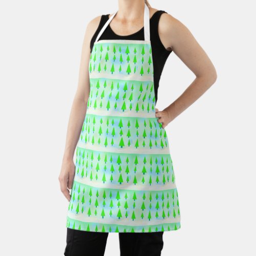 Green Modern Christmas Tree Lot Apron