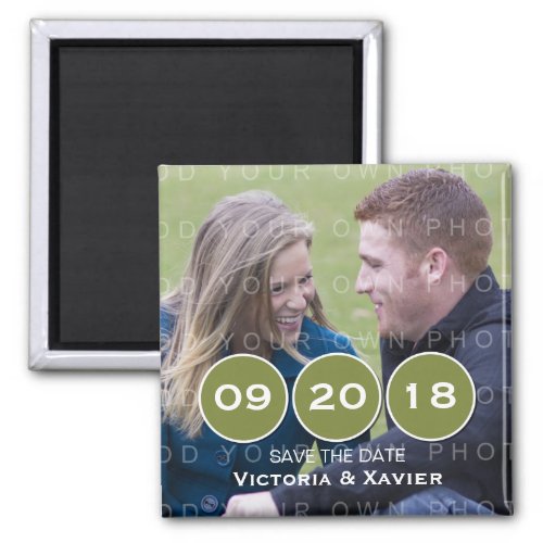 Green Modern Circles Photo Save the Date Magnet