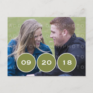Green Modern Circles Photo Save the Date Postcard