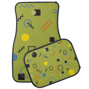 Green, modern, cool, trendy, urban,Memphis pattern Car Floor Mat