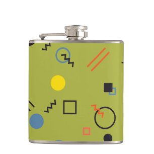 Green, modern, cool, trendy, urban,Memphis pattern Flask