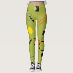Green, modern, cool, trendy, urban,Memphis pattern Leggings