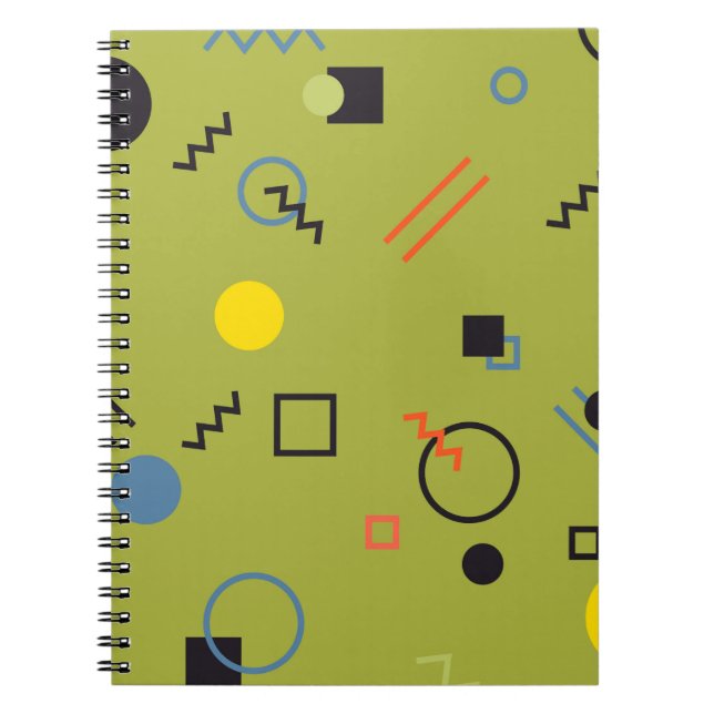 Green, modern, cool, trendy, urban,Memphis pattern Notebook (Front)