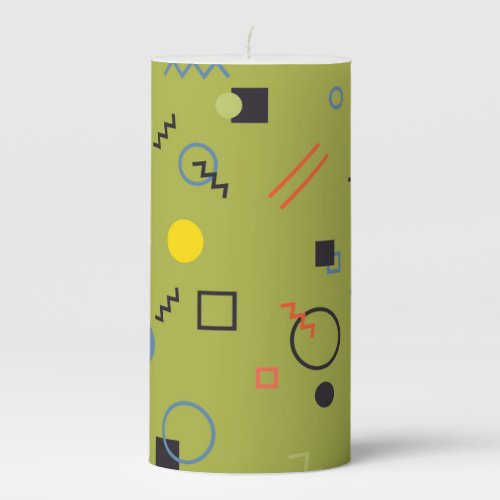 Green modern cool trendy urbanMemphis pattern Pillar Candle