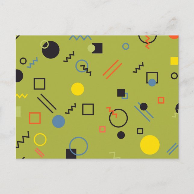 Green, modern, cool, trendy, urban,Memphis pattern Postcard (Front)