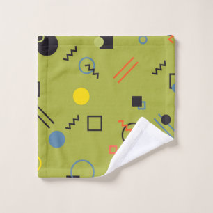 Green, modern, cool, trendy, urban,Memphis pattern Wash Cloth
