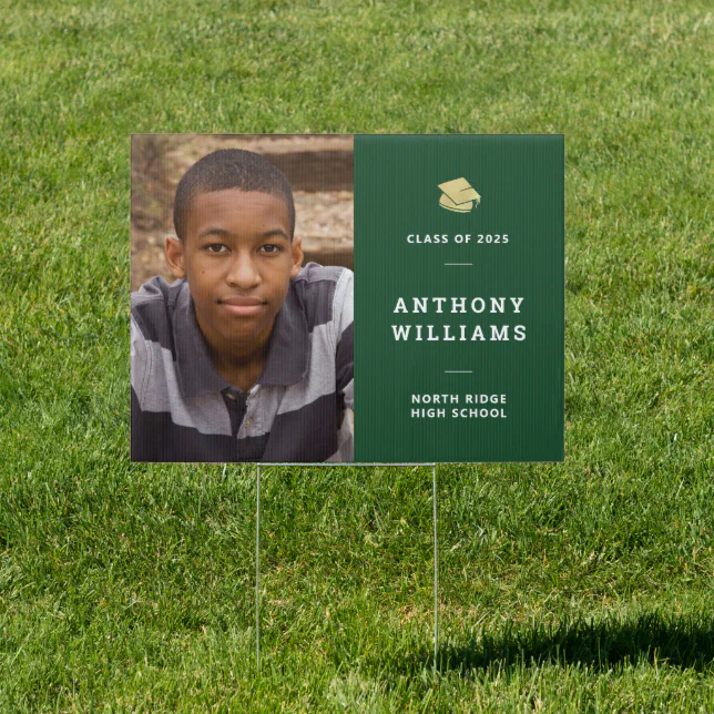 Green Modern Custom Photo Graduation Yard Sign | Zazzle