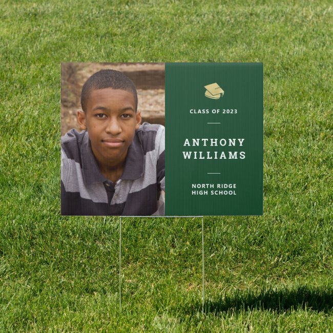 Green Modern Custom Photo Graduation Yard Sign