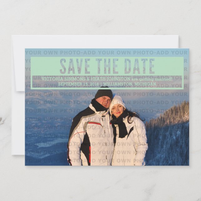 Green Modern Cut Out Save the Date Invite (Front)