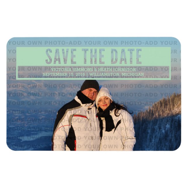 Green Modern Cut Out Save the Date Magnet (Horizontal)
