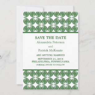 Green Modern Deco Save the Date Invite