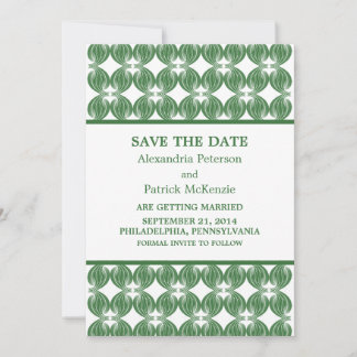 Green Modern Deco Save the Date Invite