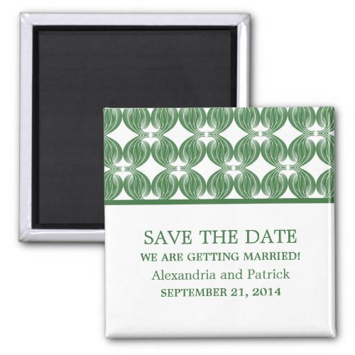 Green Modern Deco Save the Date Magnet