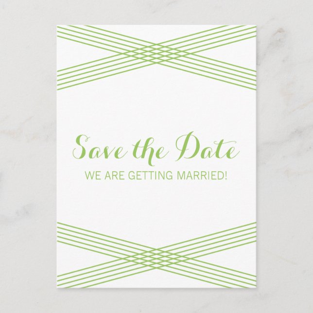 Green Modern Deco Save the Date Postcard (Front)
