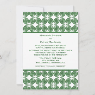 Green Modern Deco Wedding Invite