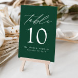 Green Modern Elegance Wedding Table Number<br><div class="desc">Trendy, minimalist wedding table number cards featuring white modern lettering with "Table" in a modern calligraphy script. The design features a green background or color of your choice. The design repeats on the back. To order the table cards: add your name, wedding date, and table number. Add each number to...</div>