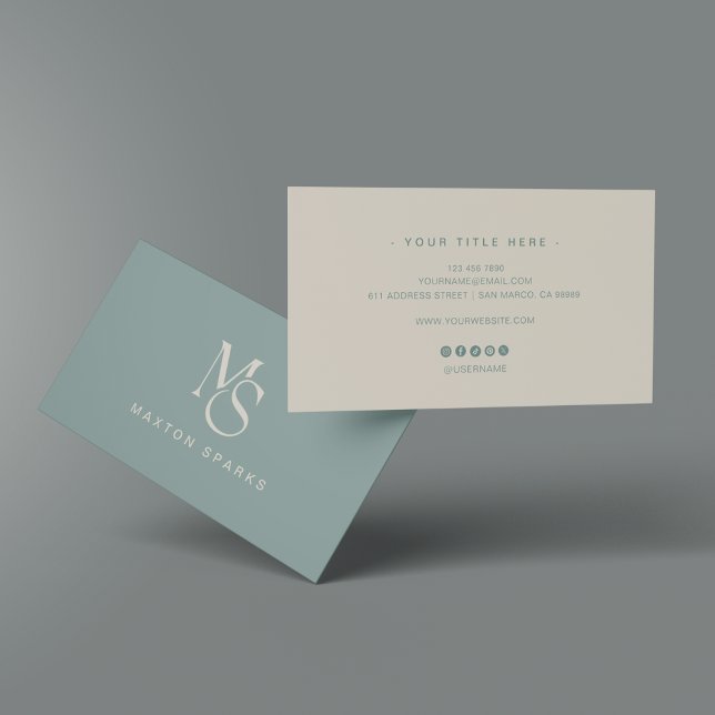 Green Modern Elegant Minimalist Business Card (Creator Uploaded)