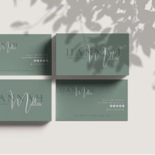Green   Modern Elegant Minimalist QR Code  Business Card