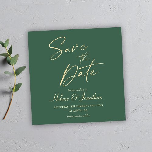 Green Modern Elegant Minimalist Wedding Save The Date