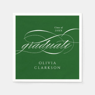 Green Modern Elegant Script Graduation Party Napkins