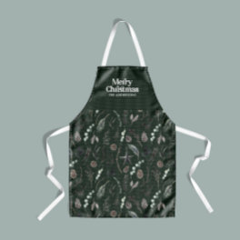 Green modern elegant watercolor botanical rustic a apron