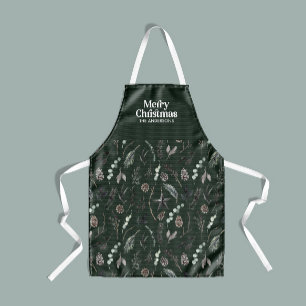 Green modern elegant watercolor botanical rustic a apron