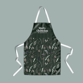 Green modern elegant watercolor botanical rustic a apron
