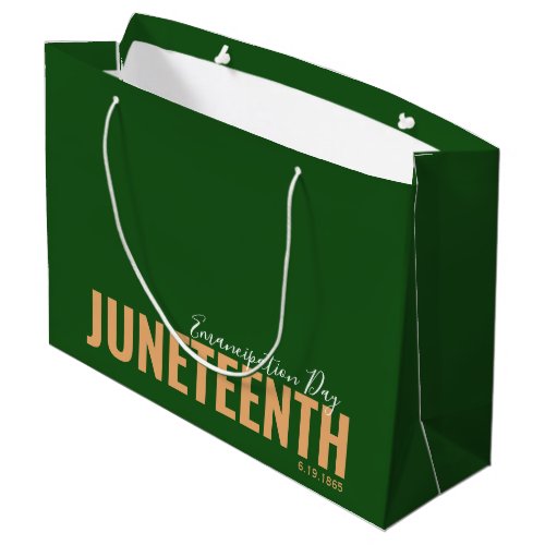 Green Modern Emancipation Day June 19 JUNETEENTH Large Gift Bag