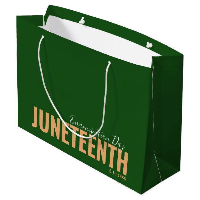 Green Modern Emancipation Day June 19 JUNETEENTH Large Gift Bag (Back Angled)