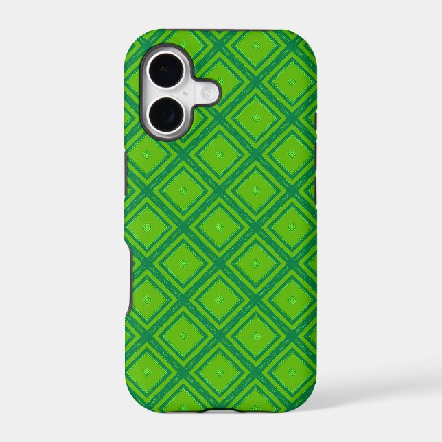 Green modern geometric mosaic pattern 3 iphone case (Back)