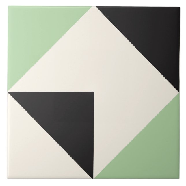 Green Modern Geometric Shape Pattern Ceramic Tile (Front)
