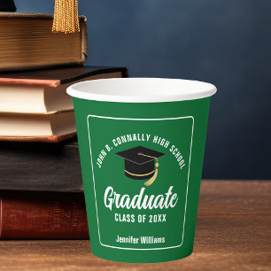 Green Modern Graduate Custom 2025 Graduation Party Paper Cups