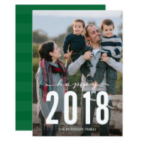Green Modern Happy 2018 New Year Holiday Photo Card
