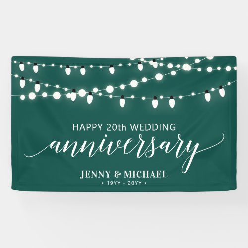 Green Modern Happy 20th Wedding Anniversary Banner