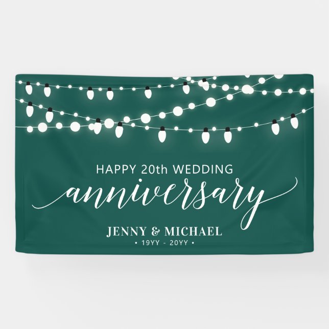 Green Modern Happy 20th Wedding Anniversary Banner (Horizontal)
