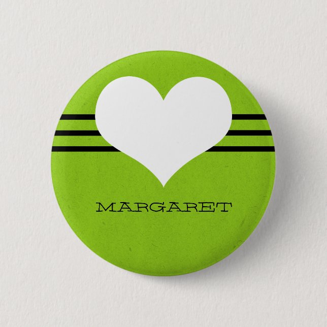 Green Modern Heart Button (Front)